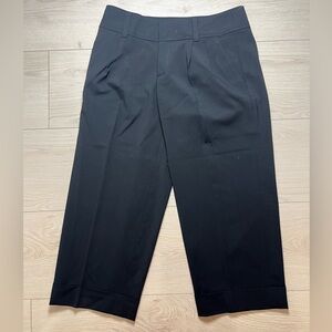 Banana Republic Black Cropped Pants Stretch Size 10 Women Wide Leg Black Wool